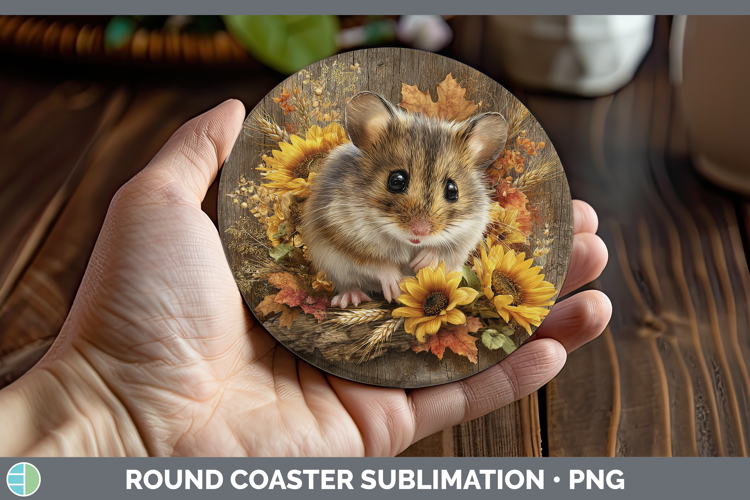 Mouse Farm Rustic Autumn Round Coaster Sublimation Design