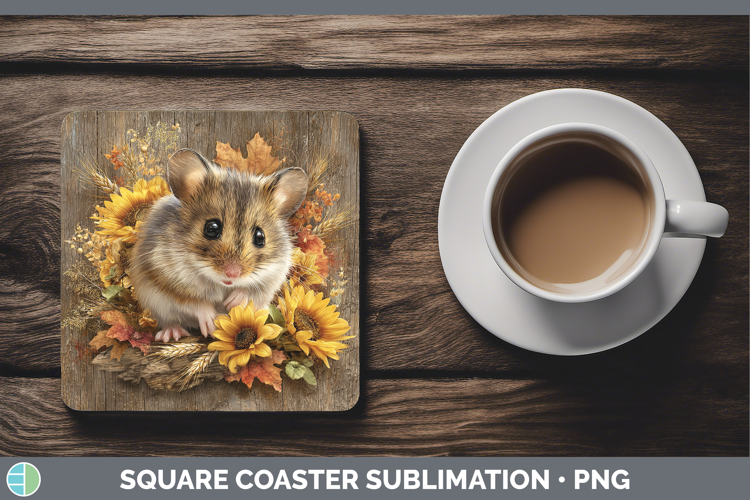 Mouse Farm Rustic Autumn Square Coaster Sublimation Design