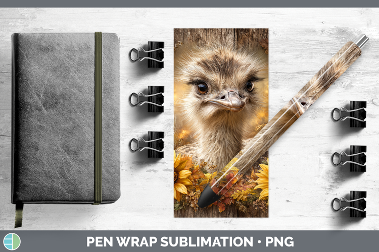Ostrich Farm Rustic Autumn Pen Wrap Sublimation Design