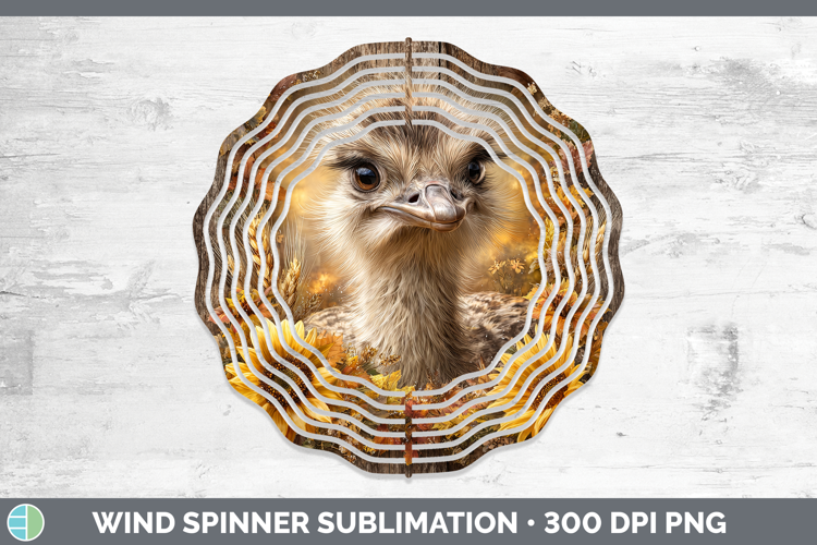 Ostrich Farm Rustic Autumn Wind Spinner Sublimation Design