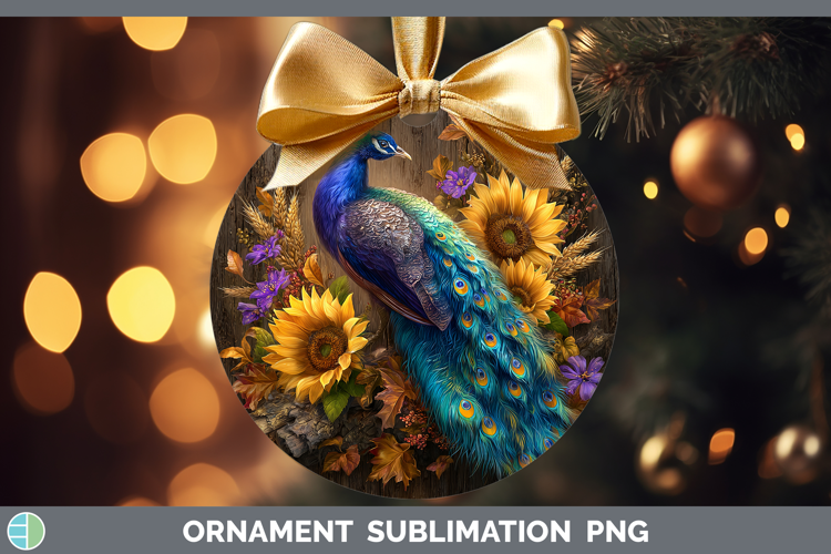 Peacock Farm Rustic Autumn Ornament Sublimation Design