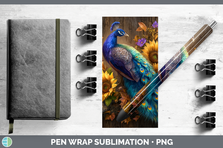 Peacock Farm Rustic Autumn Pen Wrap Sublimation Design