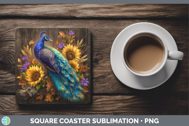 GorgeousFarm Rustic Autumn Square Coaster design.
