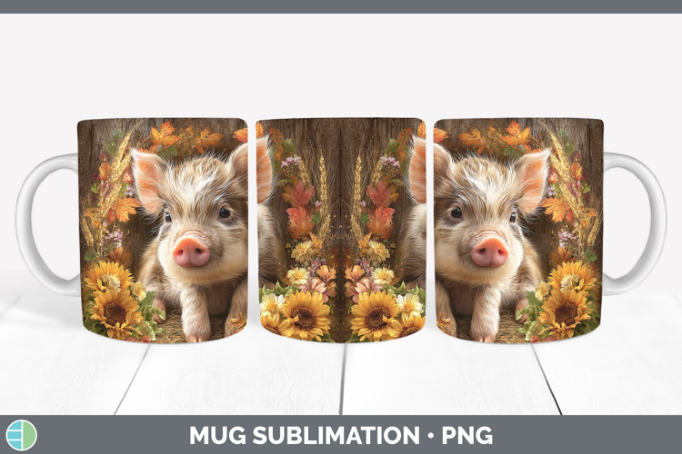 Pig Farm Rustic Autumn Mug Wrap Sublimation Design