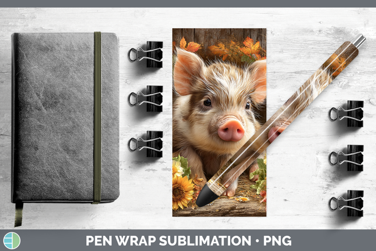 Pig Farm Rustic Autumn Pen Wrap Sublimation Design