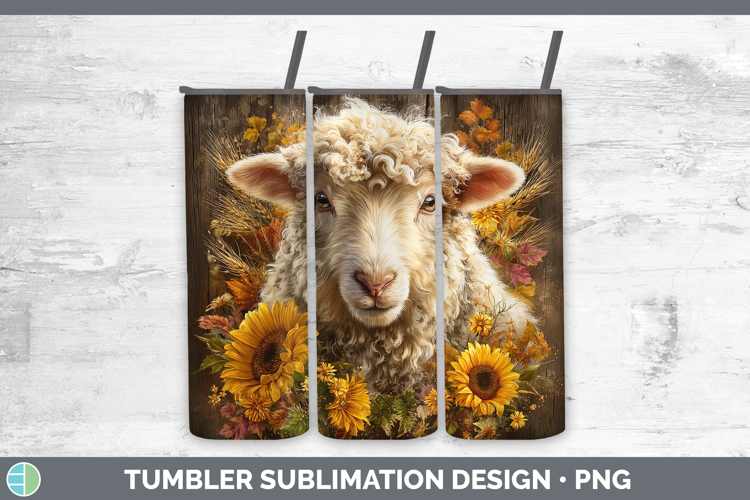 Sheep Farm Rustic Autumn Tumbler Sublimation Design