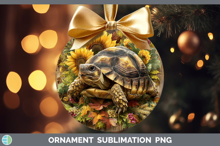 Tortoise Farm Rustic Autumn Ornament Sublimation Design