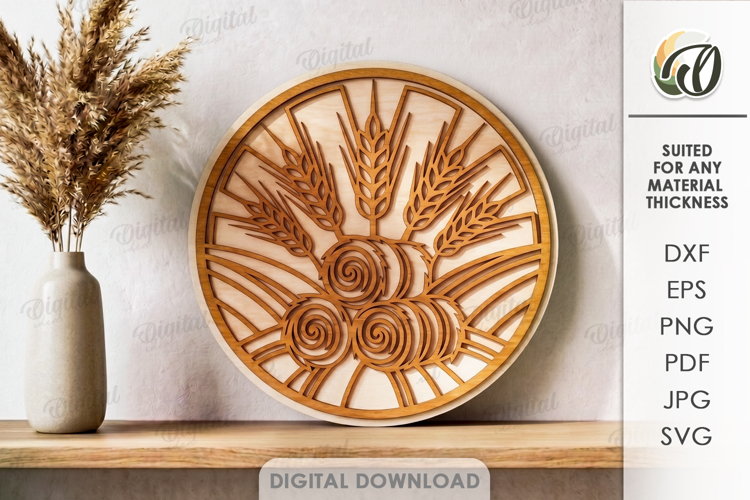 3D Farm Round Sign Laser Cut. Home Wall Decor SVG