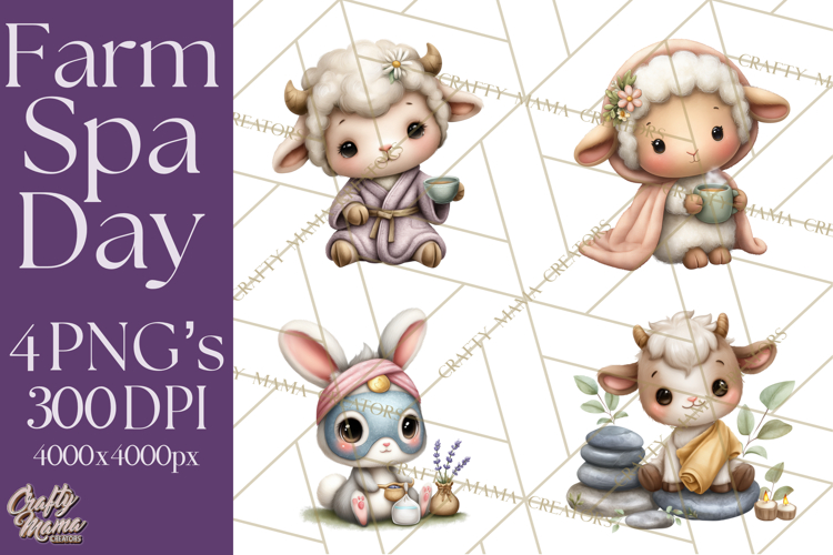 Baby Farm Animals Clipart PNG, Spa Day Cute Animals