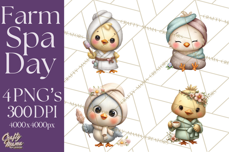 Baby Farm Animals Clipart PNG, Spa Day Cute Animals