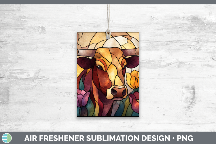 Bull Air Freshener Farm Stained Glass Flowers Sublimation Ca