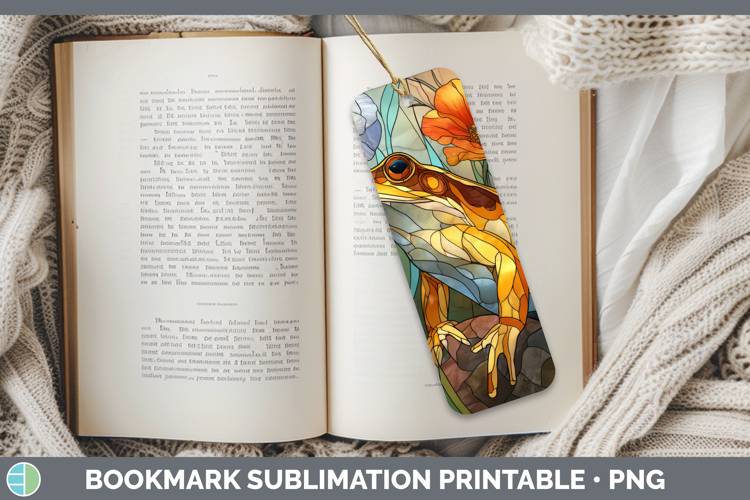 Bullfrog Bookmark Farm Stained Glass Flowers Sublimation Pri