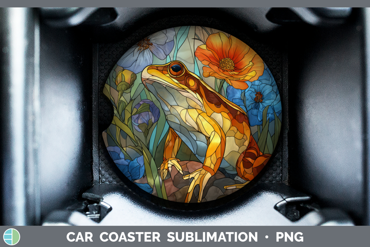 Bullfrog Car Coaster Farm Stained Glass Flowers Sublimation