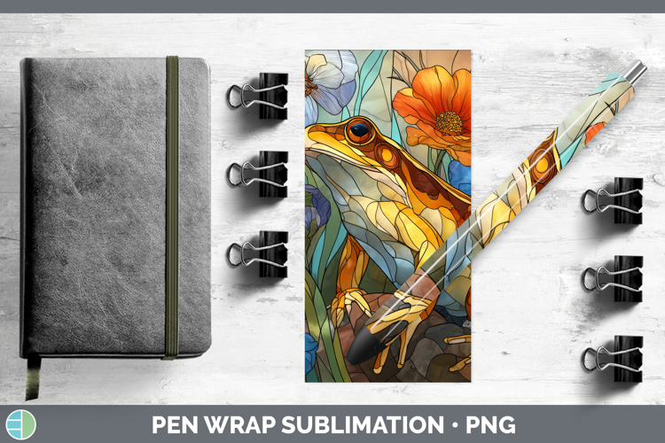 Bullfrog Pen Wrap Farm Stained Glass Flowers Sublimation Pen
