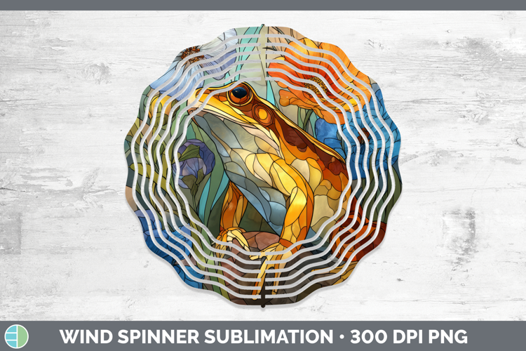 Bullfrog Wind Spinner Farm Stained Glass Flowers Sublimation