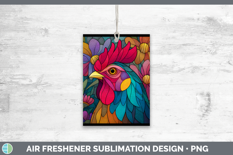 Chicken Air Freshener Farm Stained Glass Flowers Sublimation