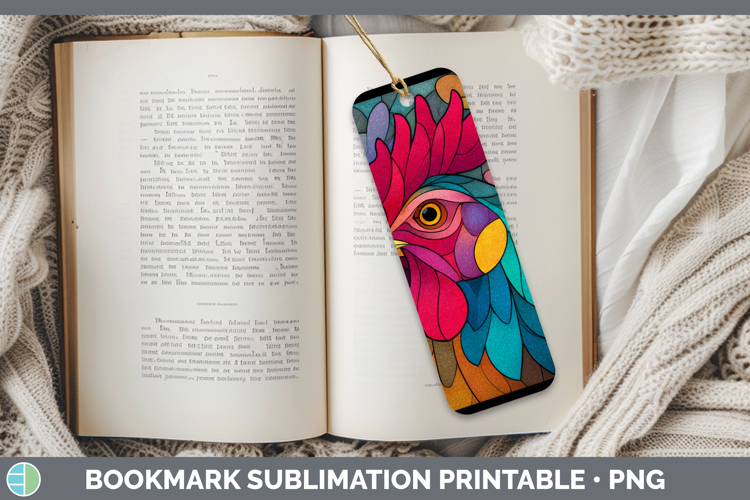 Chicken Bookmark Farm Stained Glass Flowers Sublimation Prin