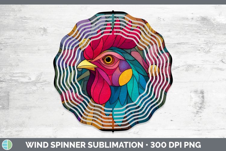 Chicken Wind Spinner Farm Stained Glass Flowers Sublimation