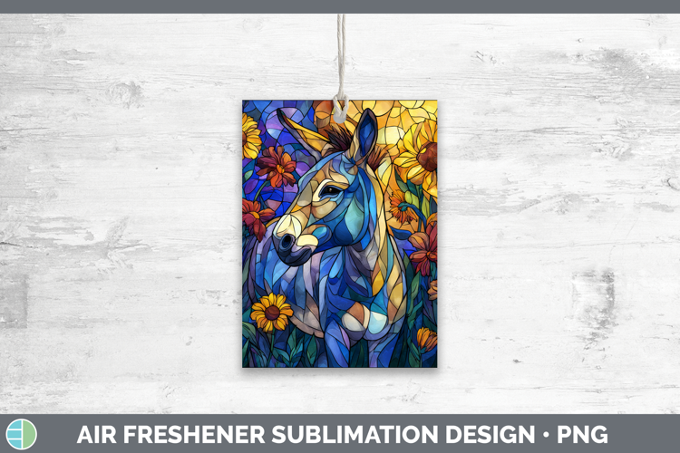 Donkey Air Freshener Farm Stained Glass Flowers Sublimation