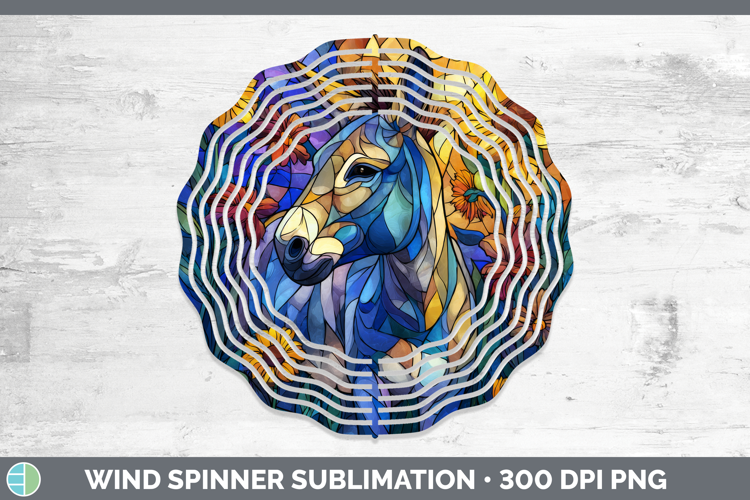 Donkey Wind Spinner Farm Stained Glass Flowers Sublimation S