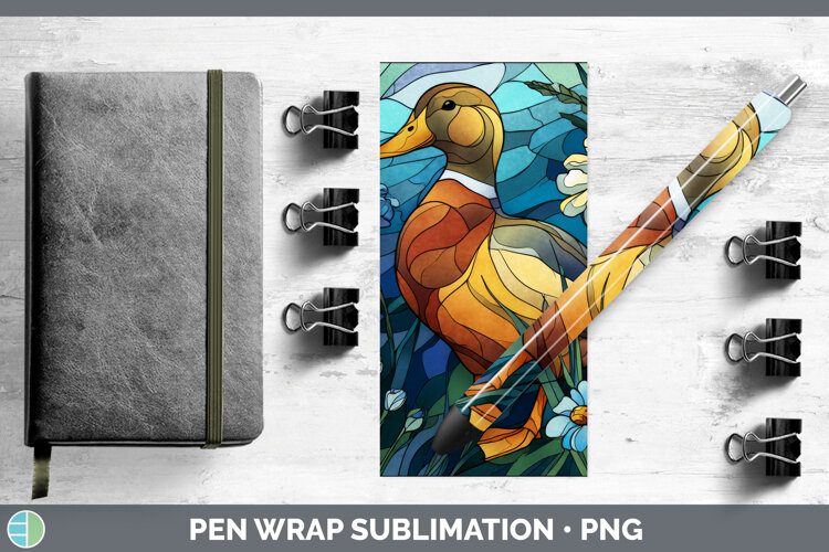 GorgeousFarm Stained Glass Flowers Pen Wrap design.