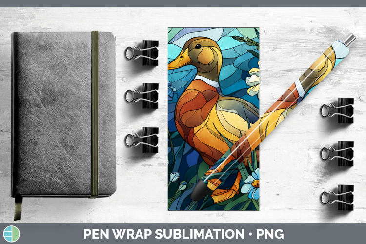 Duck Pen Wrap Farm Stained Glass Flowers Sublimation Pen Des