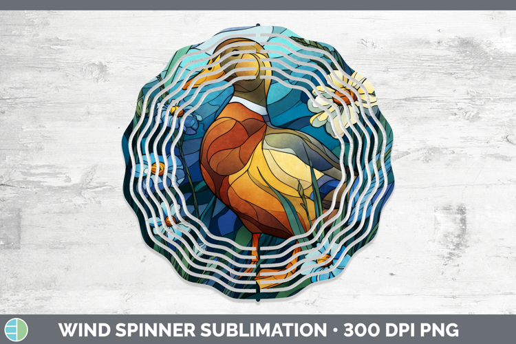 Duck Wind Spinner Farm Stained Glass Flowers Sublimation Spi