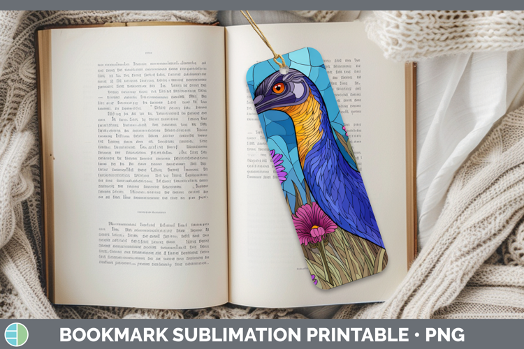 Emu Bookmark Farm Stained Glass Flowers Sublimation Printabl