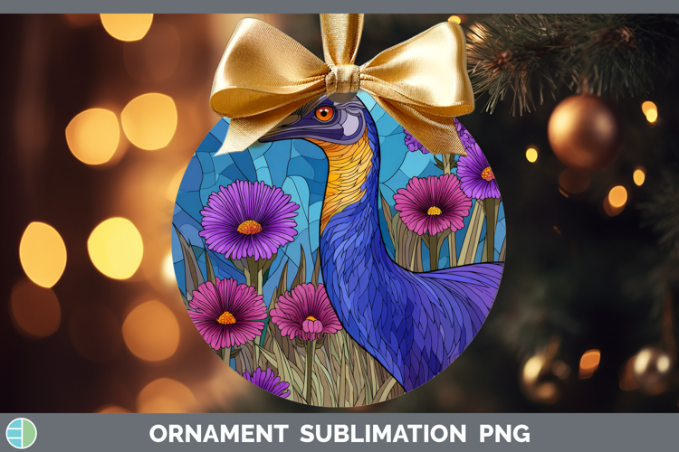 Emu Ornament Farm Stained Glass Flowers Sublimation Bauble D