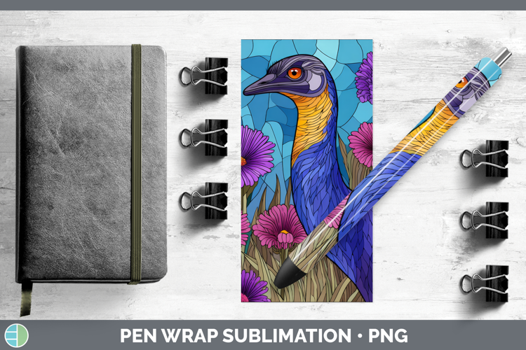 Emu Pen Wrap Farm Stained Glass Flowers Sublimation Pen Desi