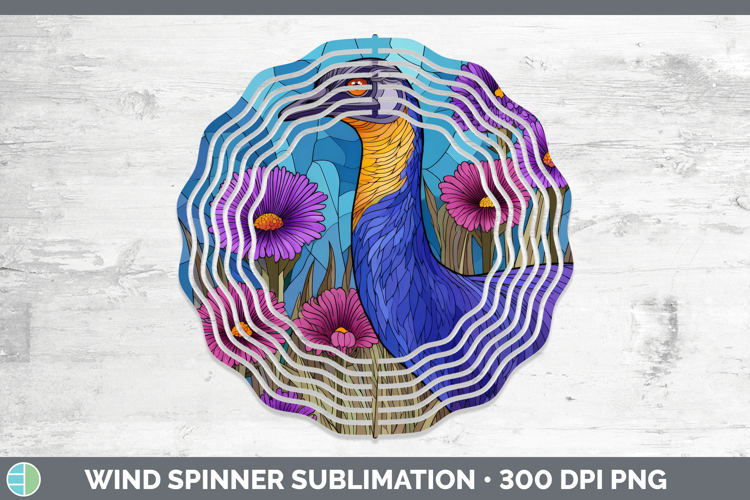 Emu Wind Spinner Farm Stained Glass Flowers Sublimation Spin