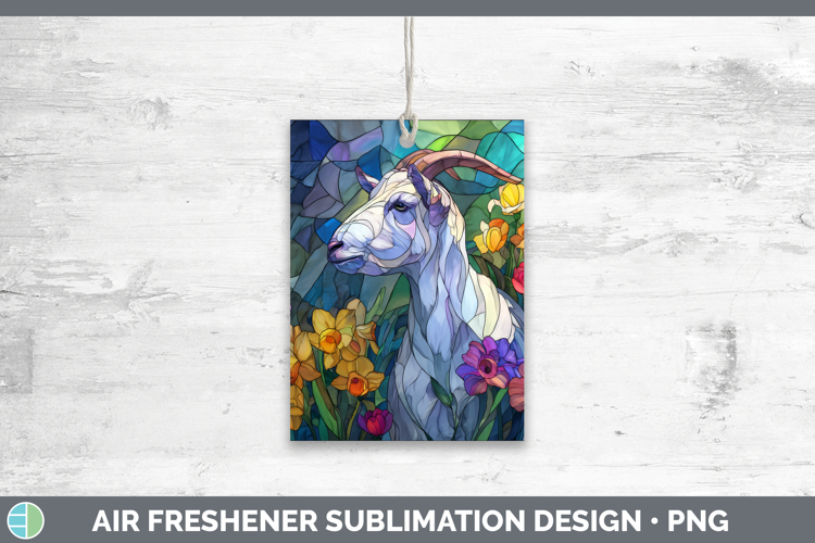 Goat Air Freshener Farm Stained Glass Flowers Sublimation Ca