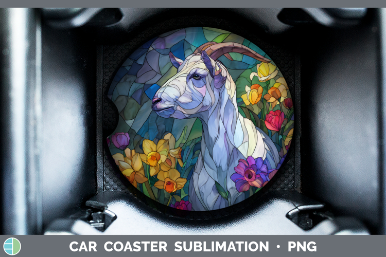 GorgeousFarm Stained Glass Flowers Car Coaster design.