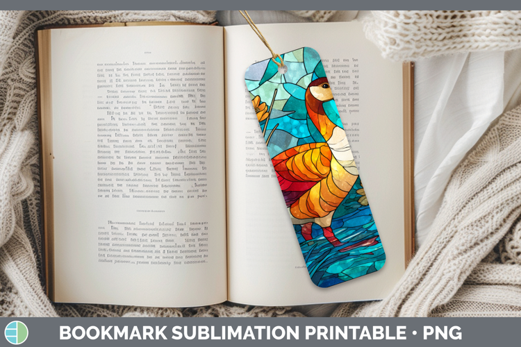 Goose Bookmark Farm Stained Glass Flowers Sublimation Printa