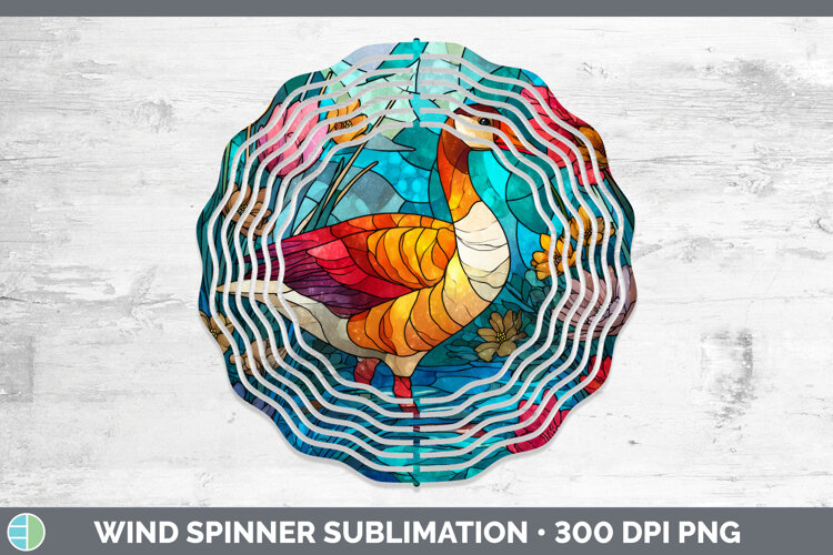 GorgeousFarm Stained Glass Flowers Wind Spinner design.