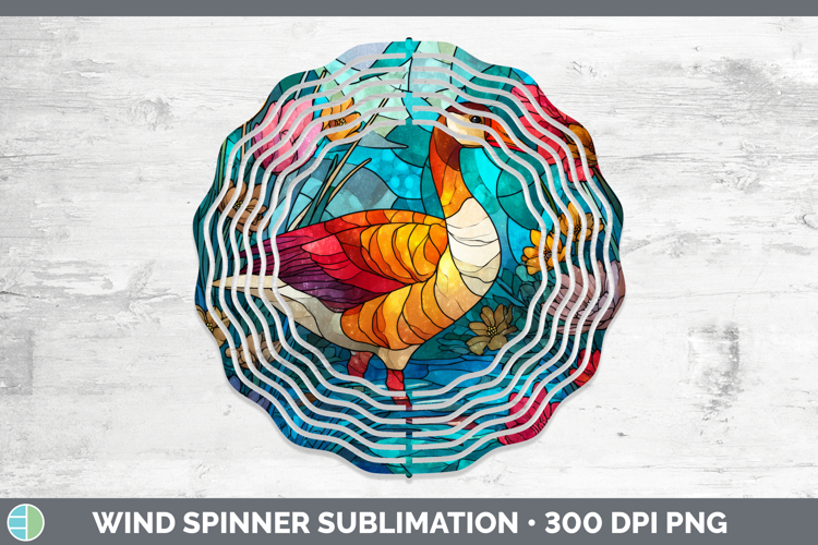 Goose Wind Spinner Farm Stained Glass Flowers Sublimation Sp