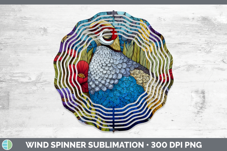 Guinea Hen Wind Spinner Farm Stained Glass Flowers Sublimati