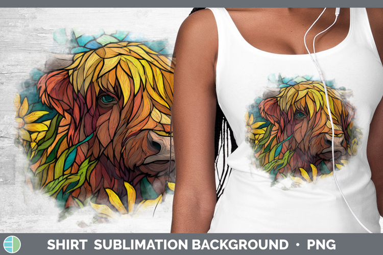 Highland Cow Shirt Farm Stained Glass Flowers Sublimation Ba