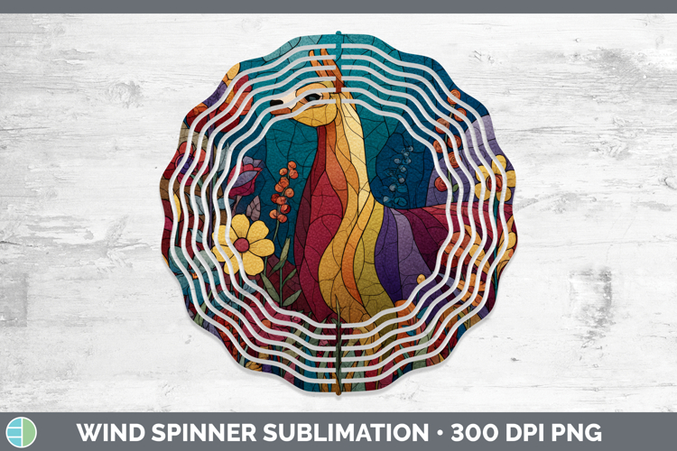 LLama Wind Spinner Farm Stained Glass Flowers Sublimation Sp