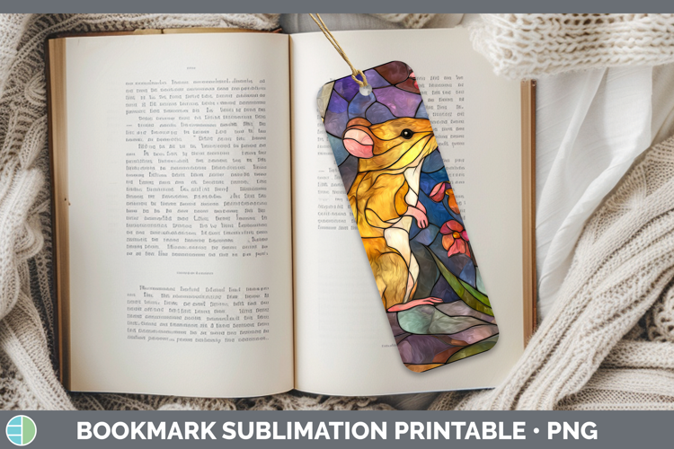 Mouse Bookmark Farm Stained Glass Flowers Sublimation Printa
