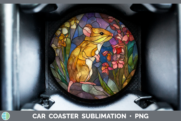Mouse Car Coaster Farm Stained Glass Flowers Sublimation De
