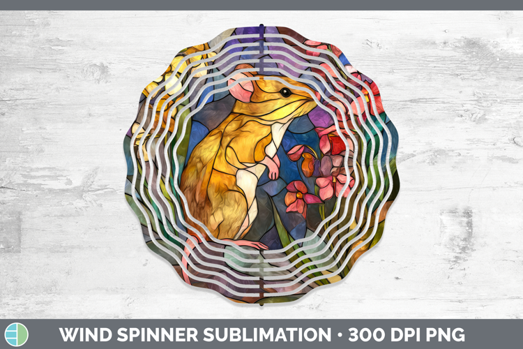Mouse Wind Spinner Farm Stained Glass Flowers Sublimation Sp