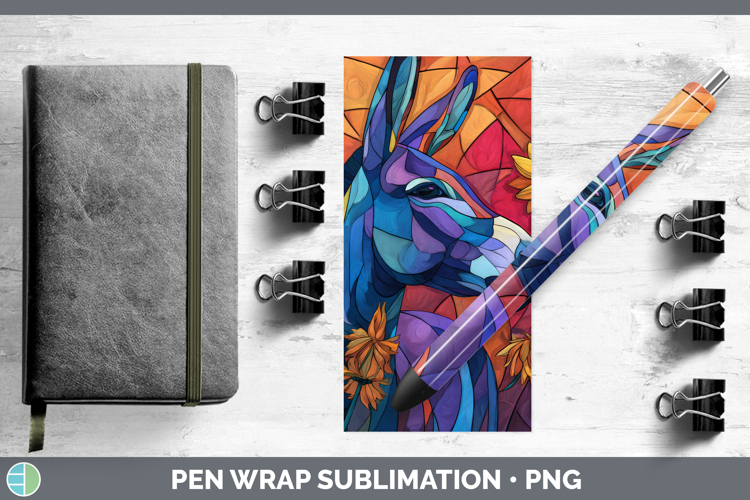 Mule Pen Wrap Farm Stained Glass Flowers Sublimation Pen Des