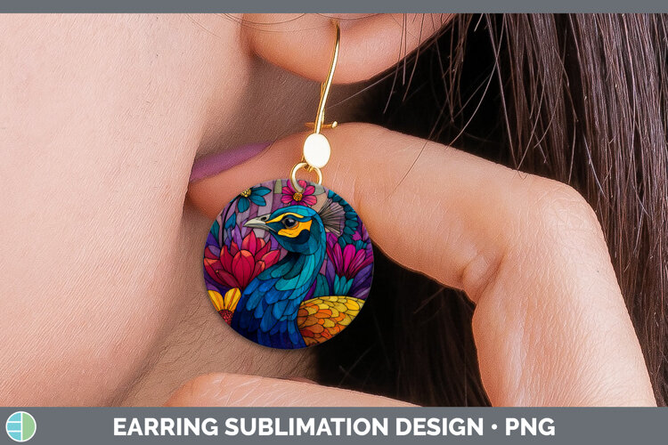 GorgeousFarm Stained Glass Flowers Round Earrings design.