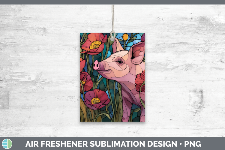 Pig Air Freshener Farm Stained Glass Flowers Sublimation Car