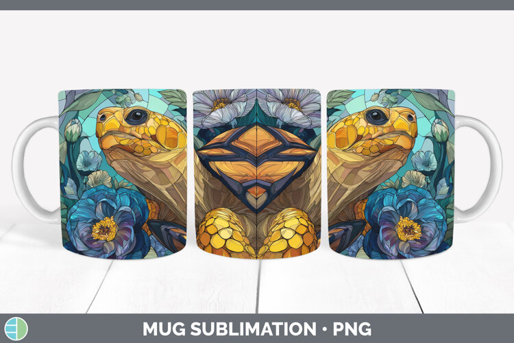 GorgeousFarm Stained Glass Flowers Mug Wrap design.