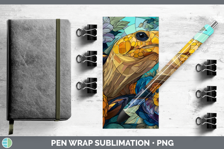 Tortoise Pen Wrap Farm Stained Glass Flowers Sublimation Pen