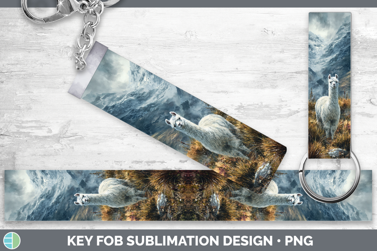 Alpaca Farm Sunset Key Fob Sublimation Design