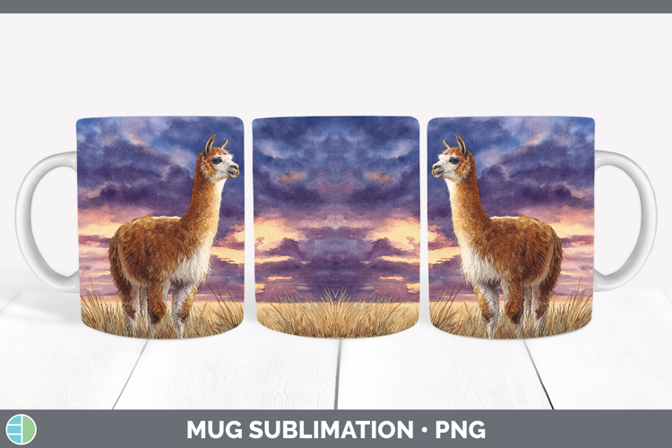 Alpaca Farm Sunset Mug Wrap Sublimation Design