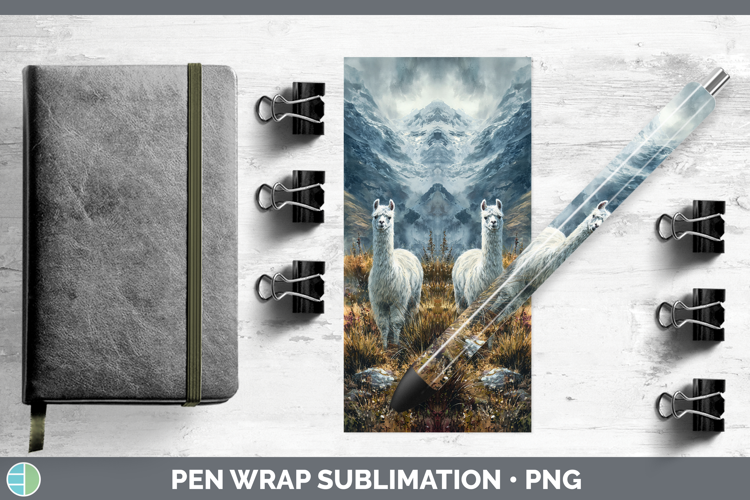 Alpaca Farm Sunset Pen Wrap Sublimation Design